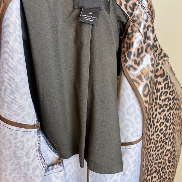 Leopard Print Water Resistant Coated Trench Coat - Picture 8 of 8